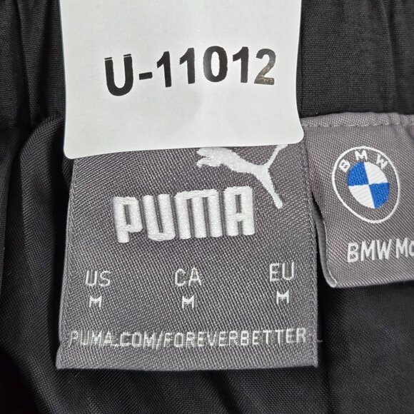 Puma Men Activewear Pants M Black Nylon Colorblock Windbreaker BMW Logo Zipper - Picture 8 of 11